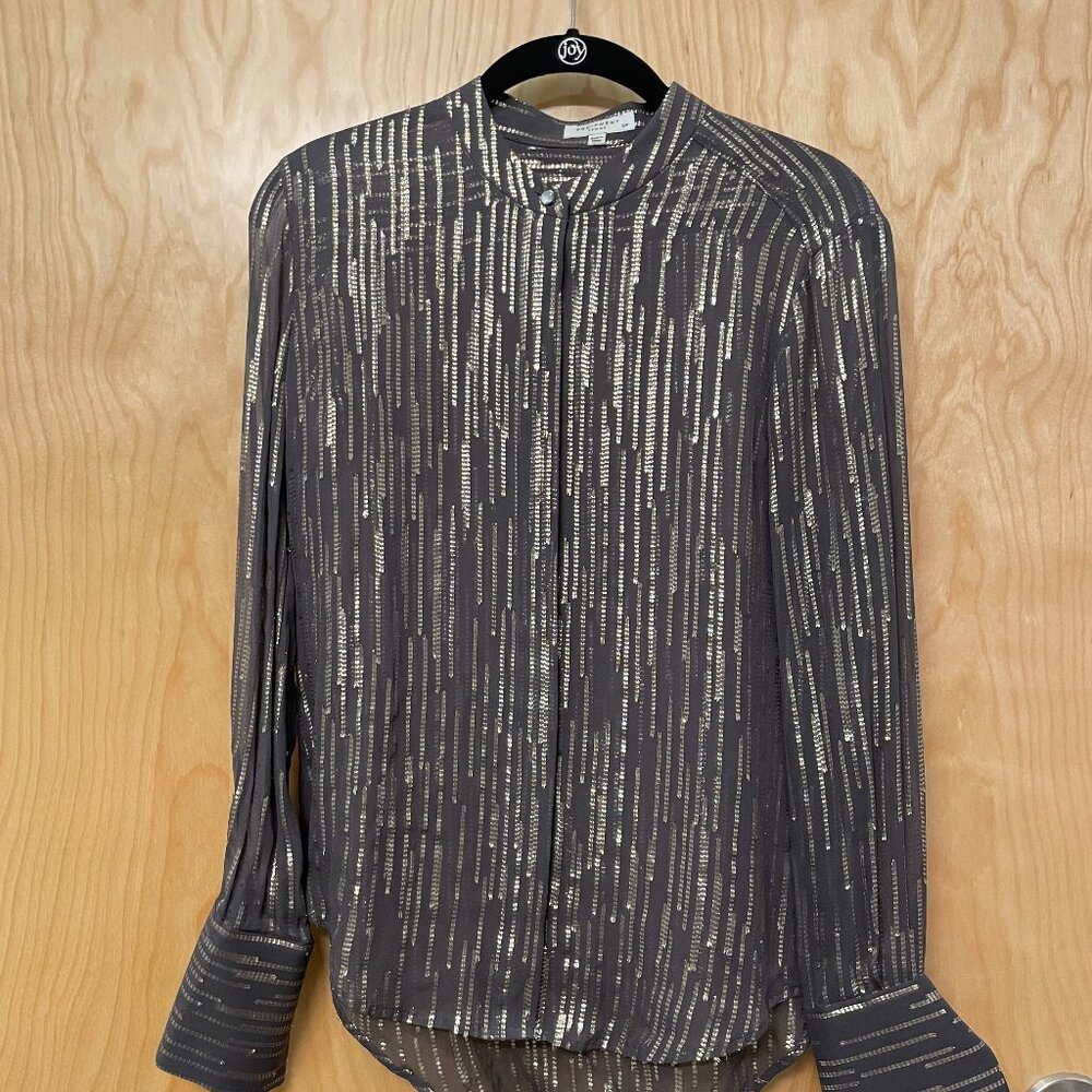 Equipment Femme Gray & Gold Silk Blouse – Size S / P